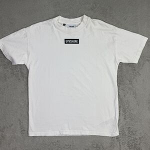 Gymshark Block Oversized T-Shirt Women XS White Logo Cotton Casual Everyday Wear